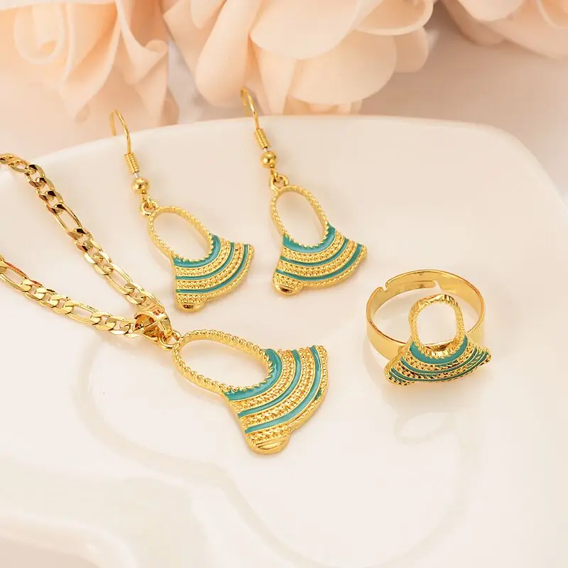

Only axe bag Pendant Chain Necklaces Earrings ring Solid Fine Yellow Gold Filled PNG Jewellery Set Papua New Guinea party women