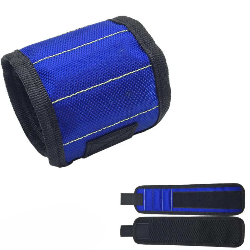 Jewii магнитный браслет, сумка для инструментов, 3 магнита, электрика, инструмент для запястья, ремень, саморезы, сверла, браслет для ремонта инструмента - Цвет: Blue