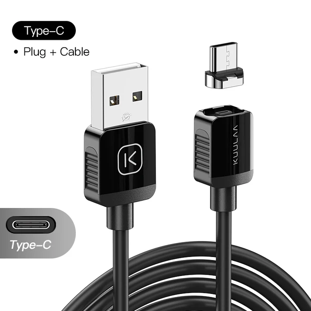 KUULAA Magnetic Cable USB Type C Cord Micro USB C Cable For iPhone Xiaomi Samsung Magnet Phone Charging Cord USBC Wire Black For Type-C
