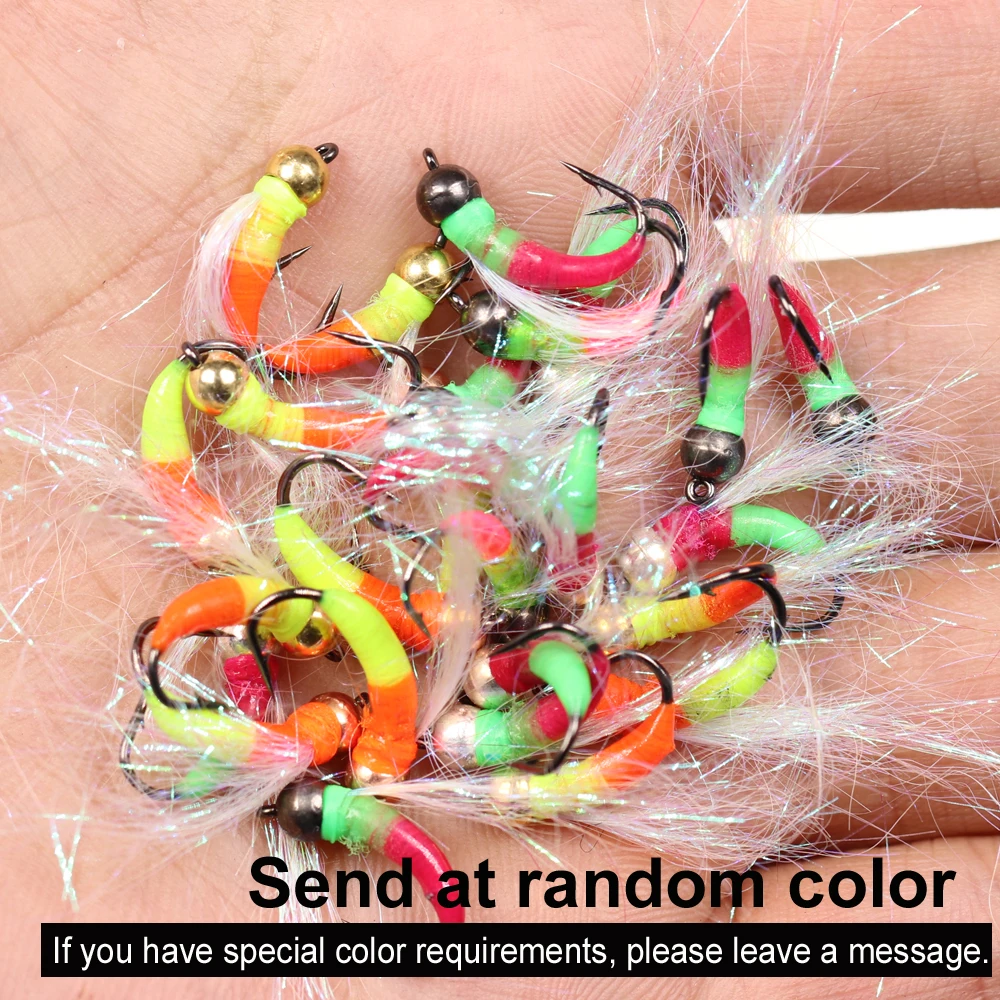 Bimoo 6PCS #8 Ice Fishing Pearl Nymph Bait Fluorescent Flashabou Tinsel  Flies Tungsten Bead Rainbow Brook Trout Greyling Lures - AliExpress