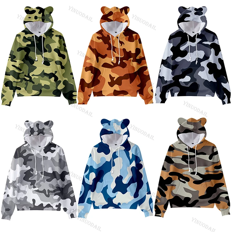 

2020 Camouflage Printing Hoodies Men New Fashion Sweatshirt Women Kids Hoody with Car Ear Autumn Winter Hoodie Clothing
