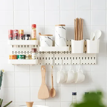 

Creative Kitchen Wall Storage Large Capacity Spices Chopsticks Holder Shelf Bathroom Accessories Fridge Organizer Storage Shelf