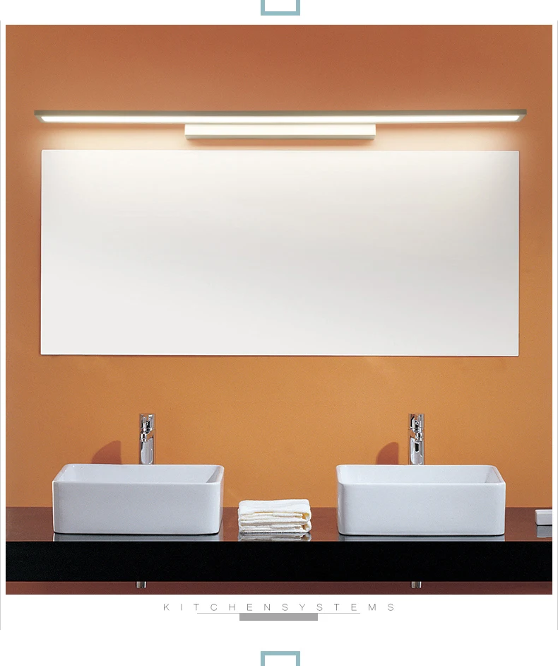Скандинавский светодиодный зеркальный светильник 400-1200 мм фурнитура+ акриловая лампа для ванной комнаты, светильник для спальни, светодиодный светильник для фойе в отеле, бра для ванной комнаты
