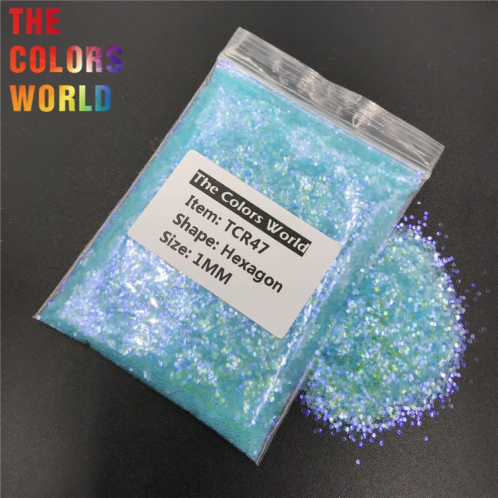 TCR47 переливчатая Радуга Dreamy синий цвет Шестигранная форма блеск для ногтей искусство украшение Блеск для тела тени для век хна ручная работа DIY