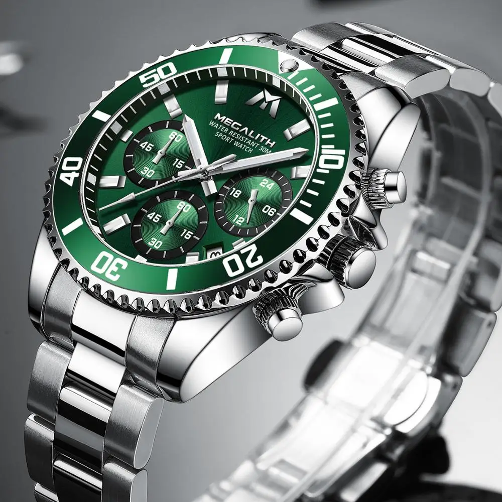 MEGALITH Reloj Hombre 2021 модные повседневные часы мужские водонепроницаемые аналоговые 24