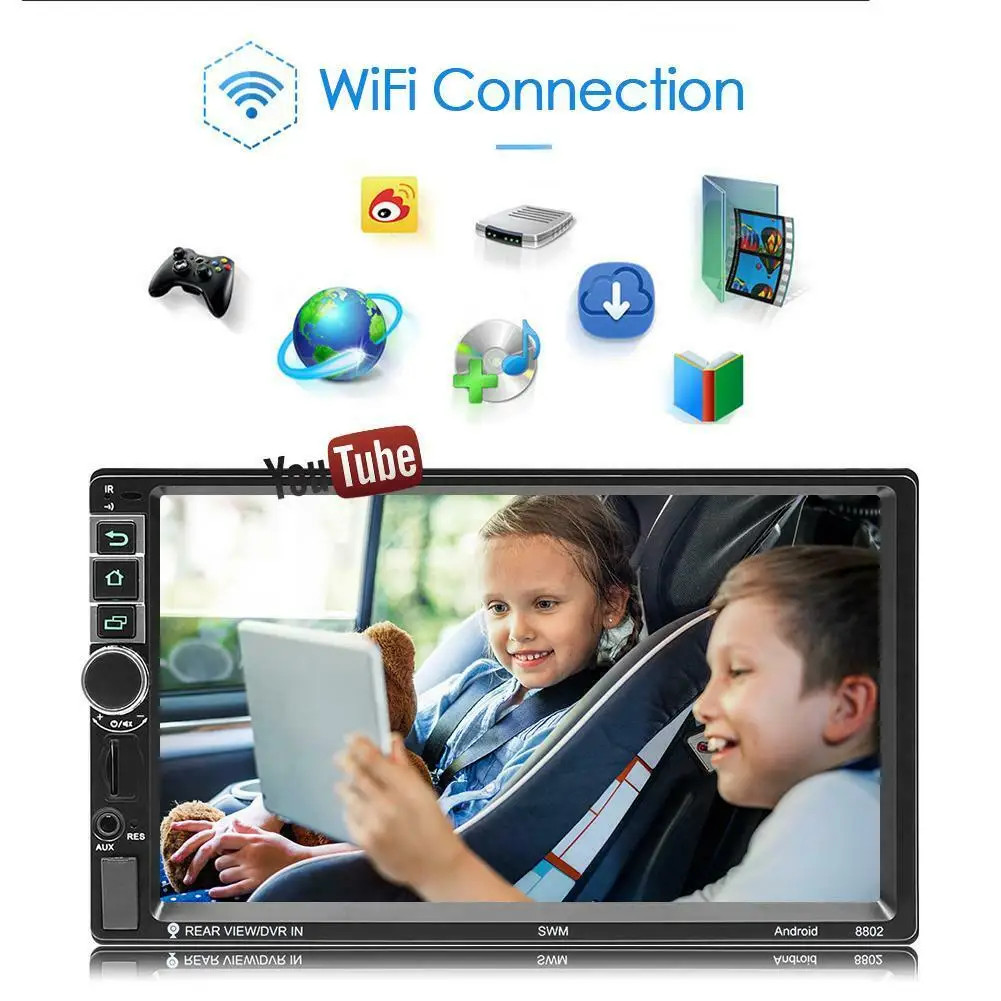 Четырехъядерный Android 8,1 3g wifi " двойной 2DIN автомобильный Радио Стерео MP5 MP3 gps плеер