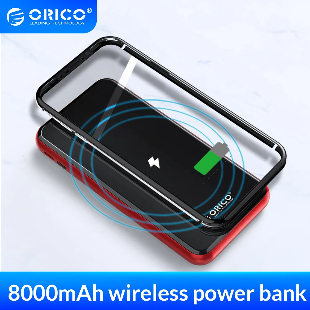 Внешний аккумулятор ORICO на 8000 мА · ч с поддержкой беспроводной зарядки|Внешние