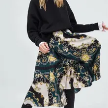 Bopstyle Женская винтажная Повседневная Высокая талия печать плиссированная длинная юбка миди