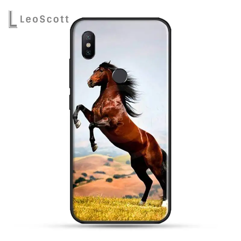 xiaomi leather case design Running horse Phone Case For Xiaomi Redmi 7 8 9t 9se k20 mi8 max3 lite 9 note 9s 10 pro cases for xiaomi blue