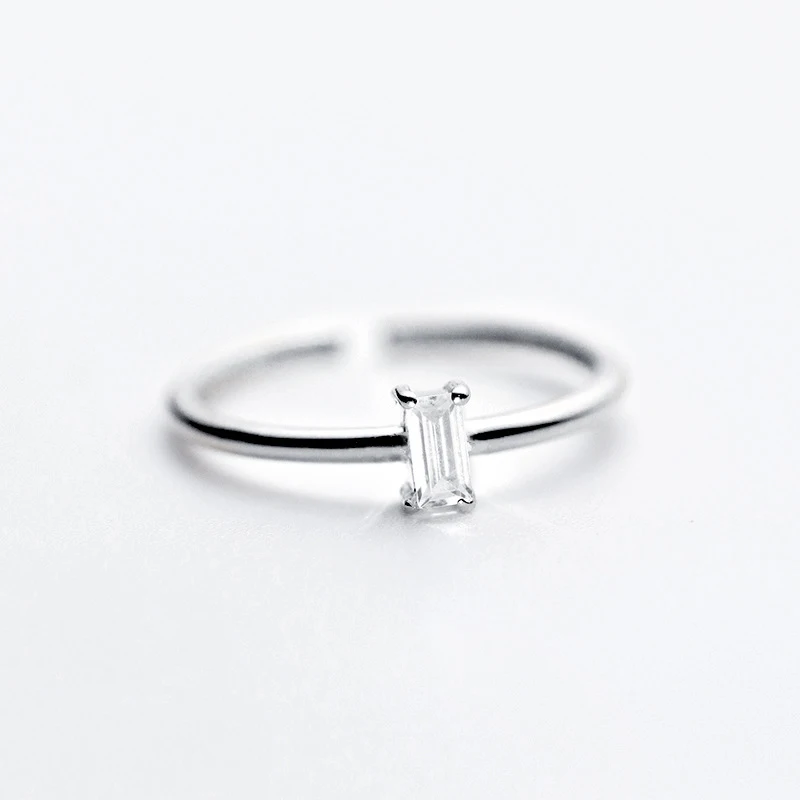 1Pcs Silver A Trusta 925 пробы Серебряное кольцо квадратное CZ обручальные кольца с камнями Размер 5 6 7 Прекрасный подарок для девушек дамские DS1379 - Цвет основного камня: 1Pcs Silver A