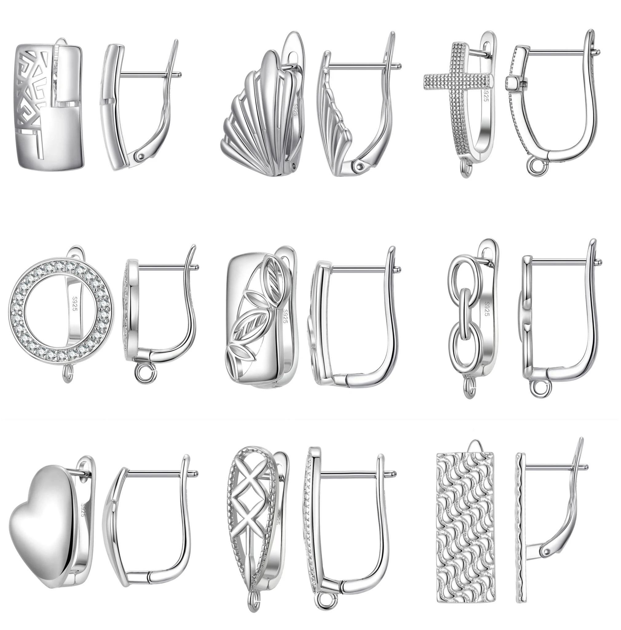925 Sterling Silver Color Zircon Findings Earrings Leverback Earwire Fittings Components Accessories Handmade Supplies