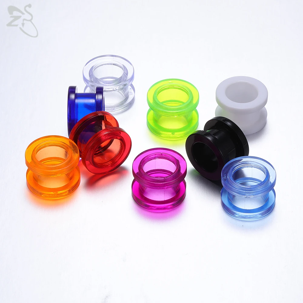 ZS 1 Paar farbige Acryl-Ohrstöpsel und Tunnel, transparent, grün, schwarz, Ohrmessgeräte, 2–16 mm Schraube, Ohr-Expander, Sterchers, Piercing-Schmuck – Detail 5