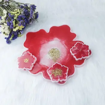 

5PCS Silicone Mold Flower Shape Coaster Mold DIY Fruit Tray Mold Crystal Epoxy Resin Craft Mould for Making Coaster