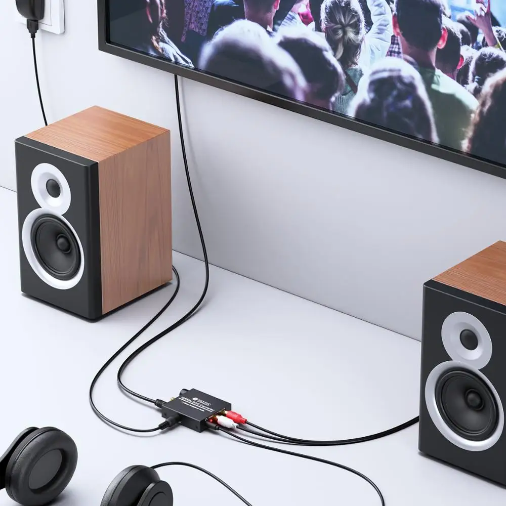eSYNiC DAC Converter Coaxial Toslink to RCA Analog Audio 3 5mm Headphone Jack 192kHz Digital to Analog Converter Support PCM
