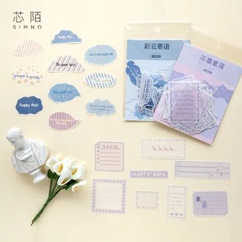 

1set /1lot Stationery Stickers Diary Flower and bird Decorative Sticker Scrapbooking DIY Craft Blue Simple Label Stickers Bill