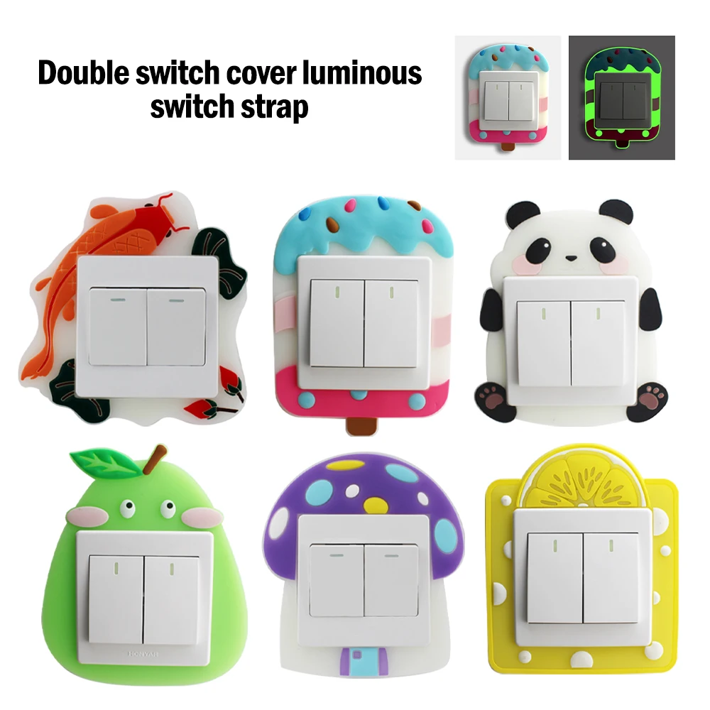 

Cartoon Animal Switch cover Room Decor 3D Silicone On-off Switch Sticker Luminous Switch Wall Socket Sticker