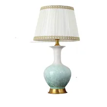 Синяя, желтая, темно-синяя, китайская керамическая настольная лампа для спальни, прикроватная, для гостиной, фойе, для учебы, настольная лампа для чтения, ночной Светильник 190126