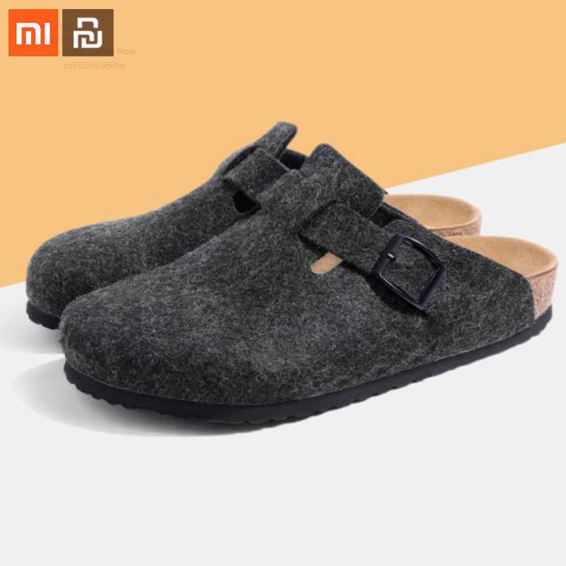 

Xiaomi youpin autumn and winter wool cork couple baotou shoes warm wool sticky cork soles wool warm slippers smart home