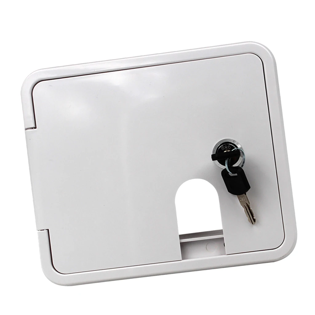 White Square Electric Cable Hatch Access Door for Marine Boat RV Camper, with 2 Keys
