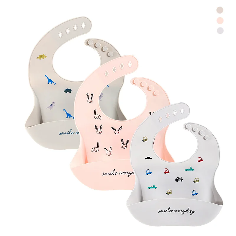 3 5 Pcs Ensemble Impermeable Doux Silicone Bebe Bavoirs Mignon Dessin Anime Imprimer Bebe Bavoir Alimentation Trucs Enfants Filles Garcons Reglable Enfants Bavoir Aliexpress