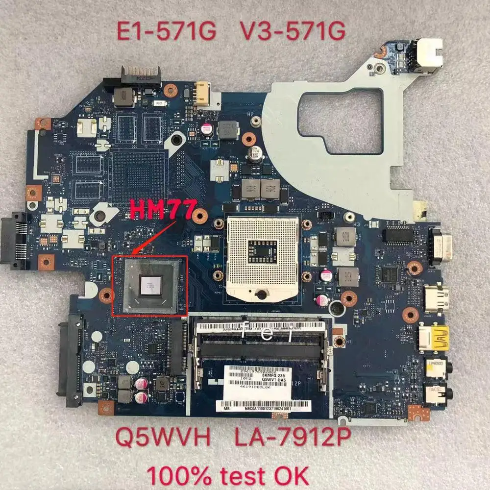 V3 571G 571 Q5WVH LA 7912P материнская плата для ноутбука Acer E1 531 SLJ8C HM77 Материнская Тест боа