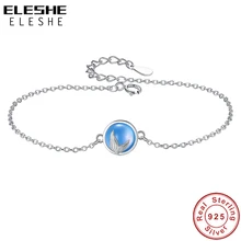 Браслет ELESHE из натуральной 925 пробы, серебряный, для женщин, натуральный камень, хвост русалки, очаровательные браслеты, звено цепи, серебряные ювелирные изделия