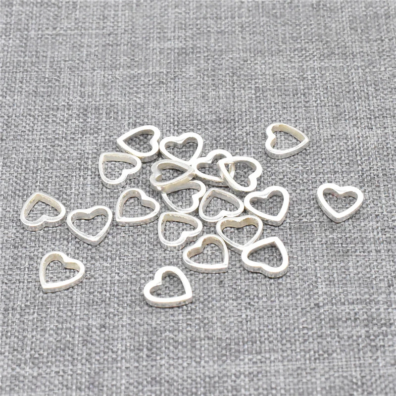  작은 하트 점프 링, 러브 커넥터 참, 팔찌 목걸이, 20 개