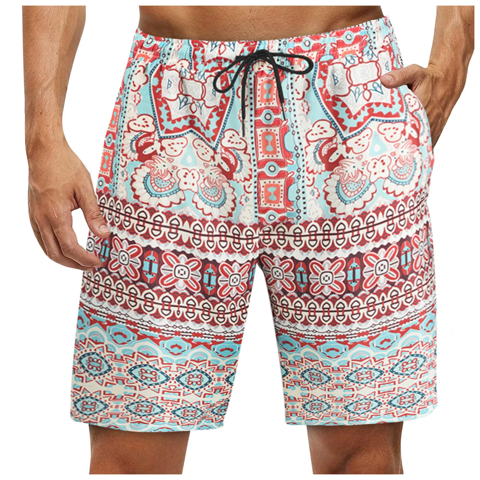 Шорты мужские с цветочным принтом винтажные повседневные пляжные