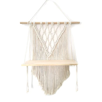 

Macrame Wall Hanging Shelf Bohemian Style Handmade Home Kids Room Decoration Wall Shelf Tassel Tapestry
