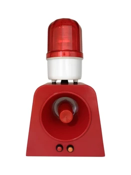 

220V Acousto-optic Alarm Sound and Light Alarm with Strobe for Driving Crane School Fire Industrial Horn Siren Voice Horn(RED)