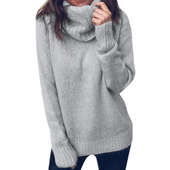 

Sweater Female Autumn Winter Knitted Turtleneck Sweaters Women Casual Long Sleeve Loose Pullover Tops Jumper Pull Femme