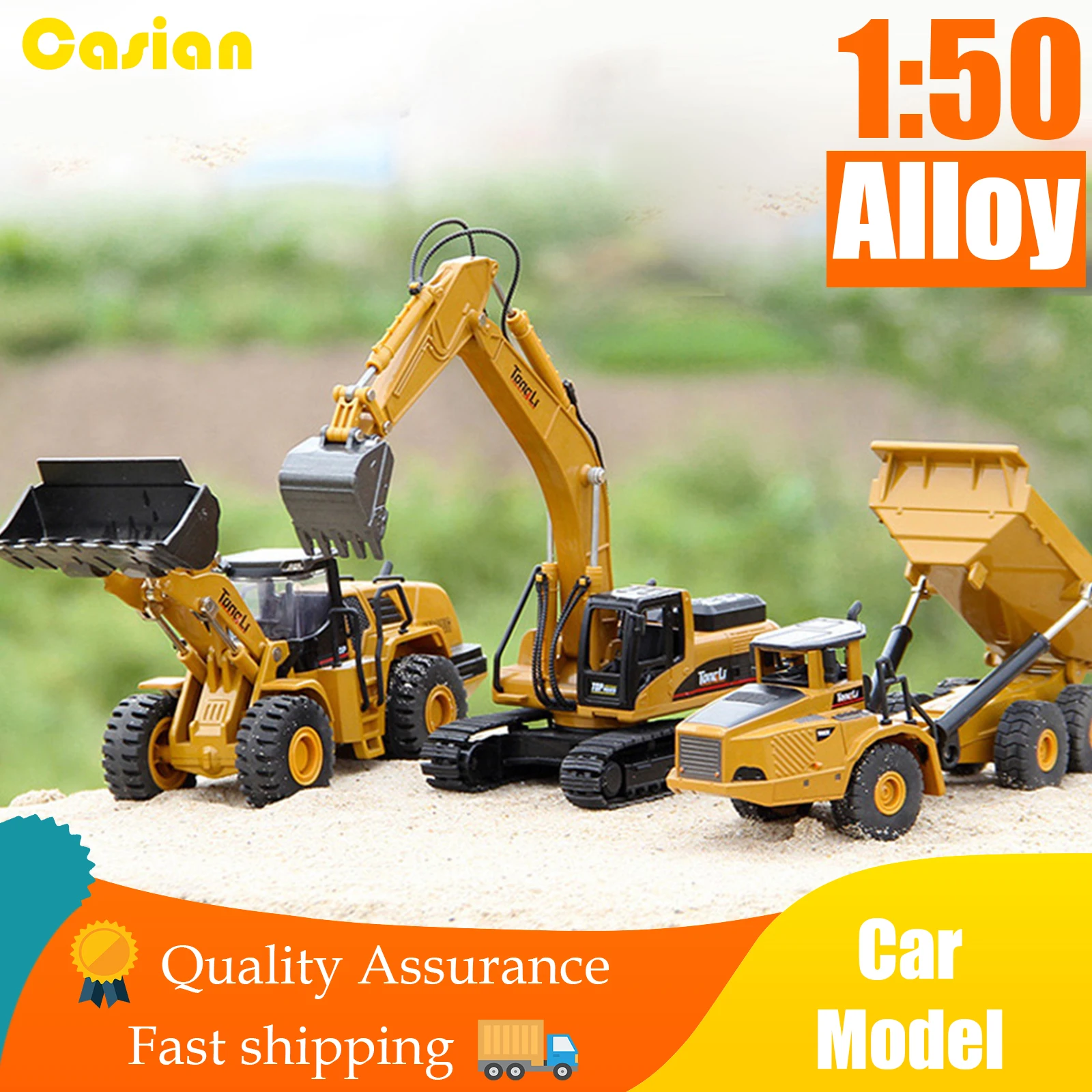 Kids Toy 1:50 Mini Alloy Construction Truck Excavator Mechanical Loader Vehicle 