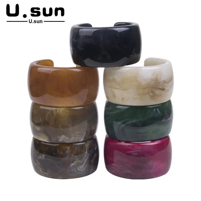 U. sun модные открытые браслеты-манжеты, браслеты для женщин, свадебные очаровательные Большие широкие браслеты, полимерные акриловые браслеты, высокое качество ювелирных изделий