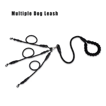 

WH Soft Padded Handle No Tangle Detachable Multiple Dogs Leash adjustable Multi Way Splitter 3 Ways Dog Pet Leashs