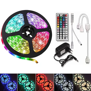 

RGB LED Strip Lights 5050 2835 DC 12V Flexible Fita Tiras led Colores Waterproof 5M 10M 15M Tape Diode + Remote Control +Adapter