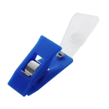 

40 Pcs Plastic ID Card Holder Name Badge Clips Fastener Blue