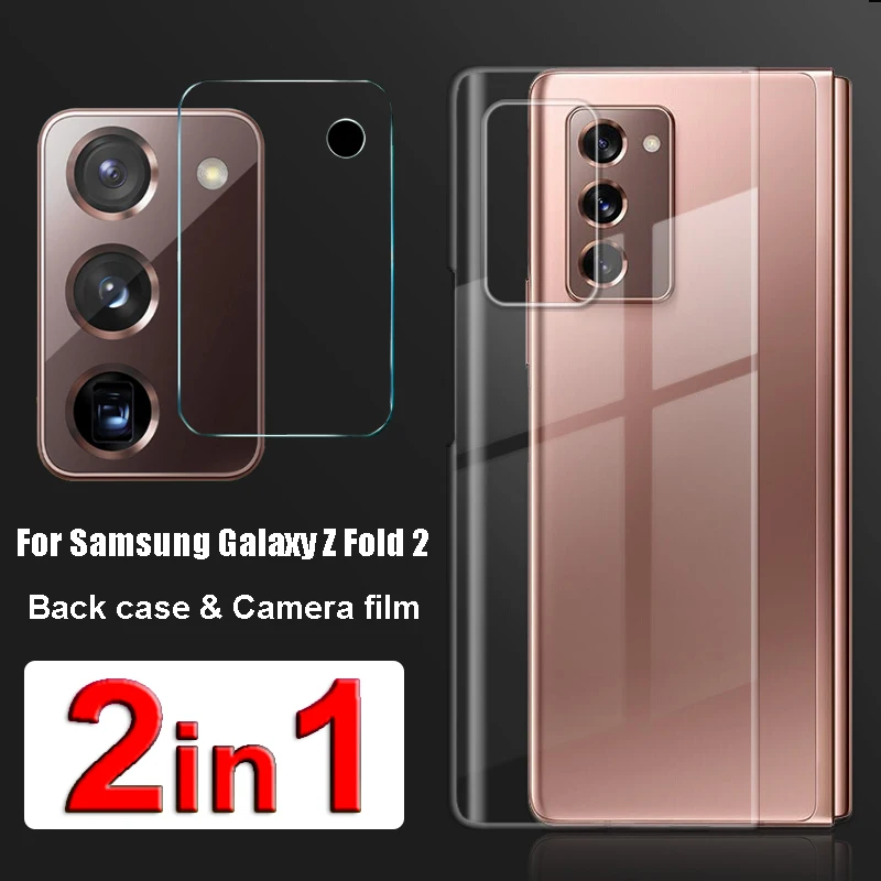 

2in1 Soft TPU Case & Camera film for Samsung Galaxy Z Fold 2 Transparent Back Protective Cover for Galaxy Z Fold2 Cases