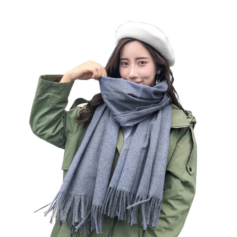 

2020 autumn and winter new scarf women untie super soft Dongdaemun solid color imitation cashmere scarf big shawl