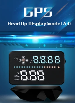 

Car HUD A3 Head Up Display Overspeed Warning System Projector Windshield Auto Electronic Voltage Alarm Altitude Time Mileage
