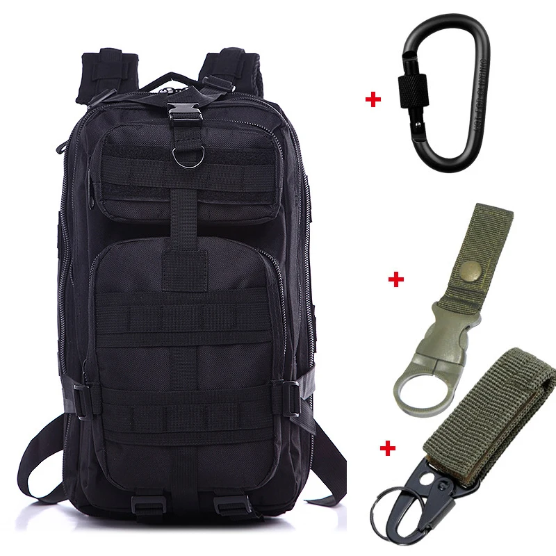 Военный Рюкзак, тактическая камуфляжная сумка, армейский Molle, штурмовой, для походов, кемпинга, охоты, рюкзаки для путешествий, велоспорта - Цвет: black