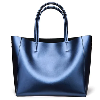 

lady split cowhide handbags bright color shoulder bag blue for women big capacity high quality luxury fashion