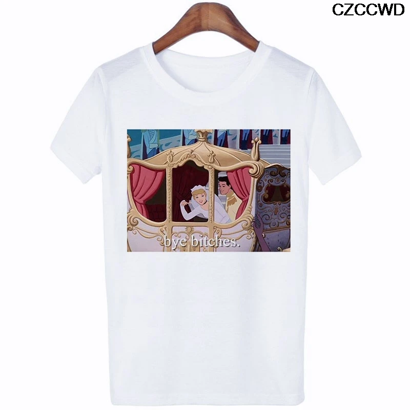 Poleras Mujer De Moda, забавная белая футболка Harajuku, модная футболка с надписью Bye Bitch, Веселая Футболка с принтом, футболка для отдыха, топы