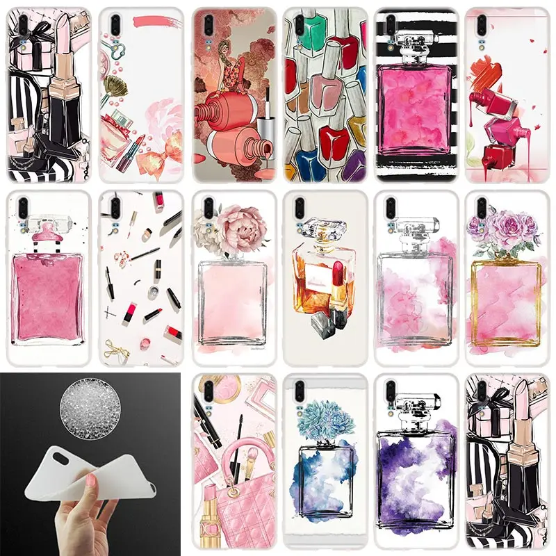 Soft Silicone Case Makeup rouge Perfume For Huawei P50 P40 P30 P20 Pro Lite E P Samrt Z 2019 2020 Senior | Мобильные телефоны и