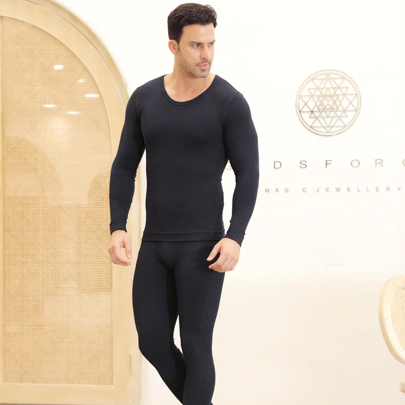 Стиль мужское теплое нижнее белье костюм осенью и зимой - Цвет: Dark blue