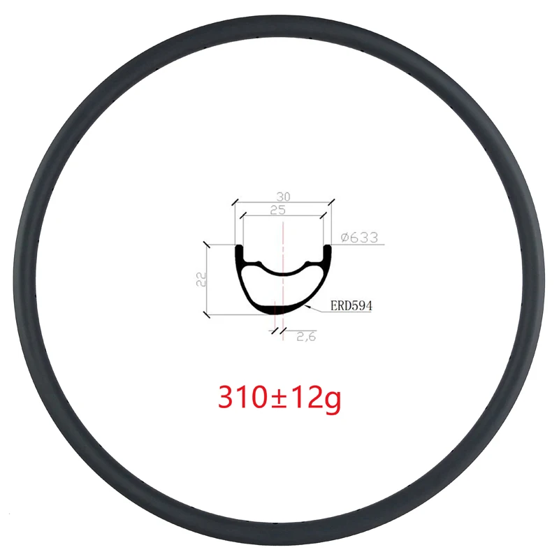 

Carbon Fiber 29Inch 360g MTB XC 22mm Clincher 30mm Width Bike rim UD Matte 24/38/32H