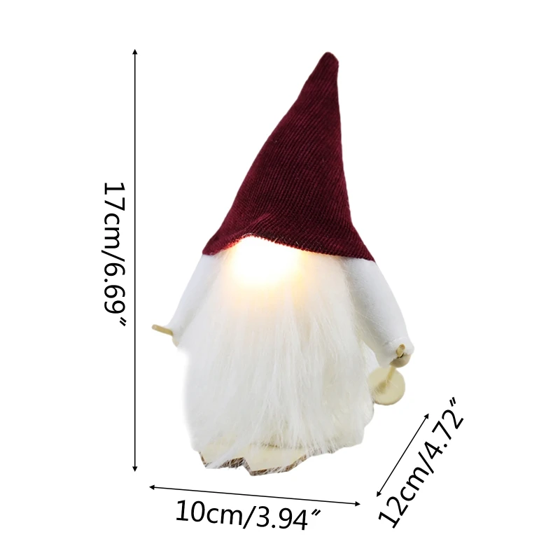 Рождественская плюшевая кукла Tomte Gnome со светодиодной подсветкой для носа