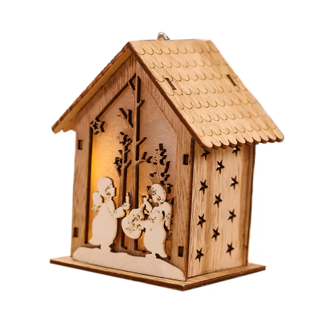 

Mini Wooden House Design Interesting And Exquisite Wooden Pendant Creative Christmas Tree Hanging Window Decoration