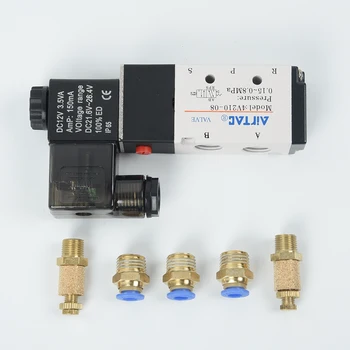 

4V210-08 DC12V Solenoid Pneumatic Valve 5 Ports 2 Position & Connector Silencer