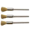 3pcs Copper Wire Brushes Metal Brush Rust Removing Brush Polishing Brush For Dremel Rotary Grinder Tool 3mm Handle T-Wheel 2