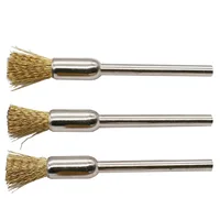3pcs Copper Wire Brushes Metal Brush Rust Removing Brush Polishing Brush For Dremel Rotary Grinder Tool 3mm Handle T-Wheel 2